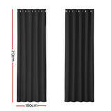 Darrahopens Home & Garden > Curtains Artiss 2X Blockout Curtains Blackout Window Curtain Eyelet 180x213cm Black
