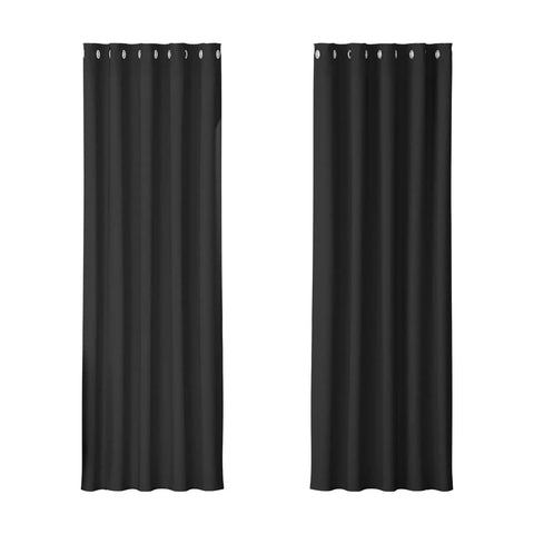 Darrahopens Home & Garden > Curtains Artiss 2X Blockout Curtains Blackout Window Curtain Eyelet 180x213cm Black