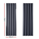 Darrahopens Home & Garden > Curtains Artiss 2X Blockout Curtains Blackout Window Curtain Eyelet 180x213cm Charcoal