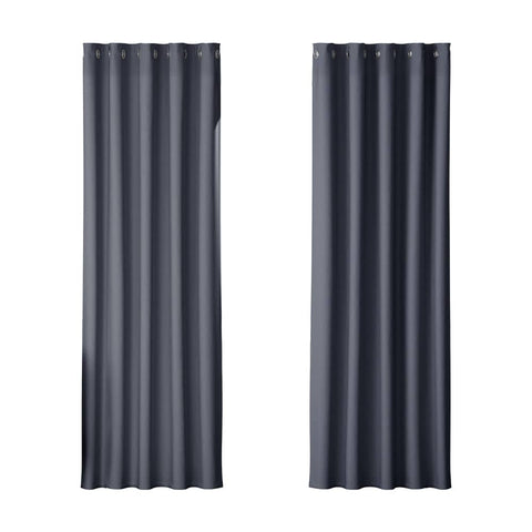 Darrahopens Home & Garden > Curtains Artiss 2X Blockout Curtains Blackout Window Curtain Eyelet 180x213cm Charcoal