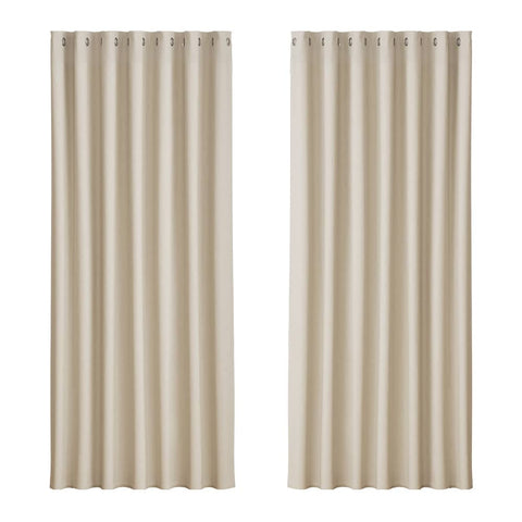 Darrahopens Home & Garden > Curtains Artiss 2X Blockout Curtains Blackout Window Curtain Eyelet 240x230cm Beige
