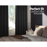 Darrahopens Home & Garden > Curtains Artiss 2X Blockout Curtains Blackout Window Curtain Eyelet 240x230cm Black