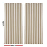 Darrahopens Home & Garden > Curtains Artiss 2X Blockout Curtains Blackout Window Curtain Eyelet 300x230cm Beige