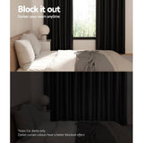 Darrahopens Home & Garden > Curtains Artiss 2X Blockout Curtains Blackout Window Curtain Eyelet 300x230cm Black