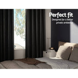 Darrahopens Home & Garden > Curtains Artiss 2X Blockout Curtains Blackout Window Curtain Eyelet 300x230cm Black