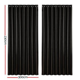 Darrahopens Home & Garden > Curtains Artiss 2X Blockout Curtains Blackout Window Curtain Eyelet 300x230cm Black