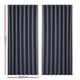 Darrahopens Home & Garden > Curtains Artiss 2X Blockout Curtains Blackout Window Curtain Eyelet 300x230cm Charcoal
