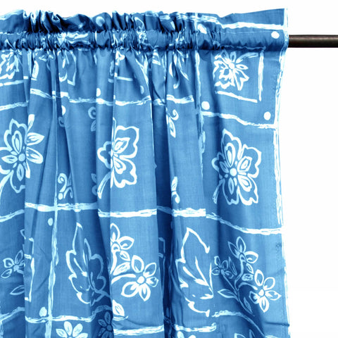 Darrahopens Home & Garden > Curtains Home Innovations Pair of Polyester Cotton Rod Pocket Blue Floral Curtains