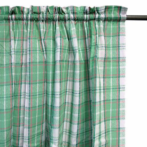 Darrahopens Home & Garden > Curtains Home Innovations Pair of Polyester Cotton Rod Pocket Green Checkered Curtains