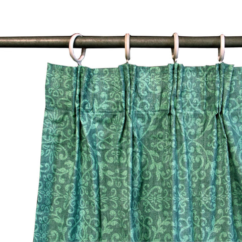 Darrahopens Home & Garden > Curtains Pair of Acrylic Coated Damask Green Tape Edge Curtains