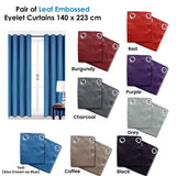 Darrahopens Home & Garden > Curtains Pair of Blockout Embossed Eyelet Leaf Curtains Grey
