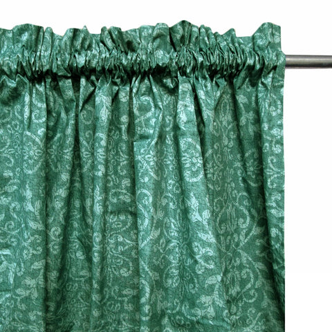 Darrahopens Home & Garden > Curtains Pair of Polyester Cotton Rod Pocket Green Damask Curtains