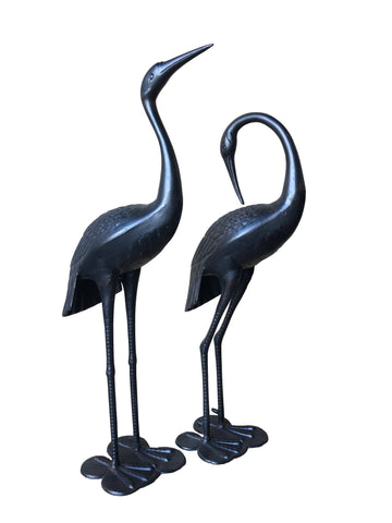 darrahopens Home & Garden > Decor 2 Piece Crane Couple Metal Statue Set