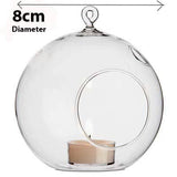 Darrahopens Home & Garden > Decor 24 Bulk Buy of Hanging Clear Glass Ball Tealight Candle Holder  - 8cm Diameter / High - Wedding Globe Decoration Terrarium Succulent Plant Mini Garden Holder Decor Craft Gift