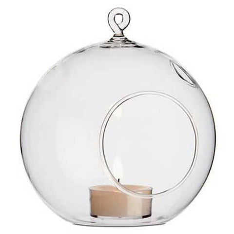 Darrahopens Home & Garden > Decor 24 Bulk Buy of Hanging Clear Glass Ball Tealight Candle Holder  - 8cm Diameter / High - Wedding Globe Decoration Terrarium Succulent Plant Mini Garden Holder Decor Craft Gift