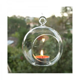 Darrahopens Home & Garden > Decor 4 x Hanging Clear Glass Ball Tealight Candle Holder  - 10cm Diameter / High - Wedding Globe Decoration Terrarium Succulent Plant Mini Garden Holder Decor Craft Gift