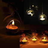 Darrahopens Home & Garden > Decor 4 x Hanging Clear Glass Ball Tealight Candle Holder  - 8cm Diameter / High - Wedding Globe Decoration Terrarium Succulent Plant Mini Garden Holder Decor Craft Gift