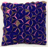 Darrahopens Home & Garden > Decor Amelie Royal Blue & Pink Felt Petals Cushion Cover