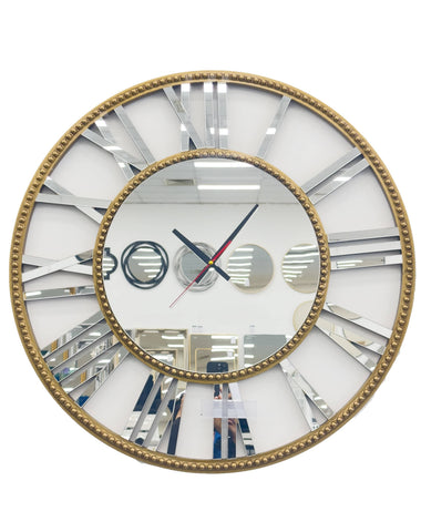 Darrahopens Home & Garden > Decor Decorative Beaded Mirrored Clock- Gold Beaded 75cm