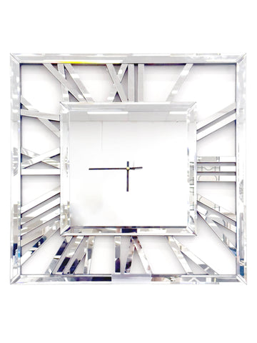 Darrahopens Home & Garden > Decor Decorative silver mirrored clock - 60cm