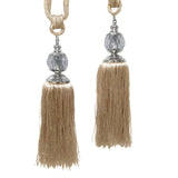 Darrahopens Home & Garden > Decor Elizabeth Pair of Curtain Tassel Rope Ties Latte/Silver