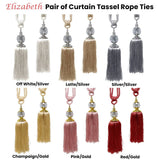 Darrahopens Home & Garden > Decor Elizabeth Pair of Curtain Tassel Rope Ties Off White/Silver