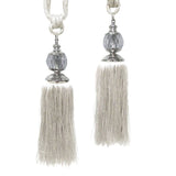 Darrahopens Home & Garden > Decor Elizabeth Pair of Curtain Tassel Rope Ties Off White/Silver