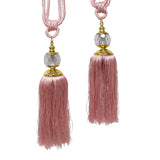 Darrahopens Home & Garden > Decor Elizabeth Pair of Curtain Tassel Rope Ties Pink/Gold