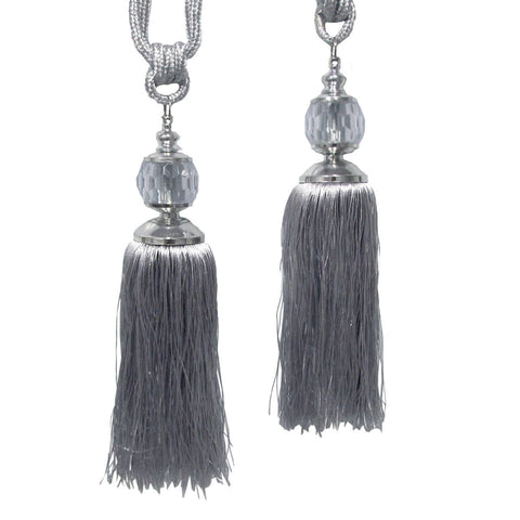 Darrahopens Home & Garden > Decor Elizabeth Pair of Curtain Tassel Rope Ties Silver/Silver