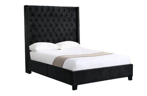 Darrahopens Home & Garden > Decor Ella Winged Bed 180cm - King Size - Black Velvet