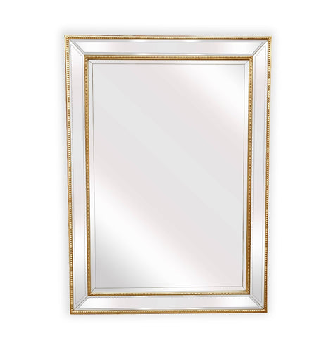 Darrahopens Home & Garden > Decor Gold Beaded Framed Mirror - Rectangle 80cm x 110cm