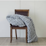 darrahopens Home & Garden > Decor Hand Knitted Chunky Blanket Thick Acrylic Yarn Blanket Home Decor Throw Rug - Grey