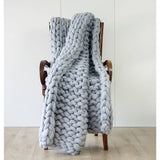 darrahopens Home & Garden > Decor Hand Knitted Chunky Blanket Thick Acrylic Yarn Blanket Home Decor Throw Rug - Grey
