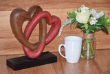 Darrahopens Home & Garden > Decor Heart Love Wood Carving Wood Sculpture Acacia Wooden Statue Heart in red 22cm