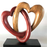 Darrahopens Home & Garden > Decor Heart Love Wood Carving Wood Sculpture Acacia Wooden Statue Heart in red 22cm