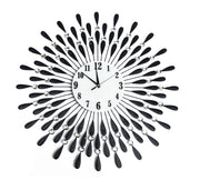 darrahopens Home & Garden > Decor Large Modern 3D Crystal Wall Clock Luxury Art Metal Round Home Decor