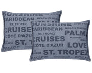 Darrahopens Home & Garden > Decor Pack of 2 Denim Sunshine Wording Cushion Cover Cruises, Caribbean, Love etc
