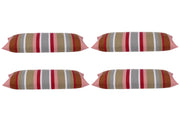 Darrahopens Home & Garden > Decor Pack of 4 Corban Rose Pink Based Striped Cushion Cover Multicoloured Rectangle 35x70cm
