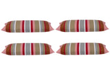 Darrahopens Home & Garden > Decor Pack of 4 Corban Rose Pink Based Striped Cushion Cover Multicoloured Rectangle 35x70cm