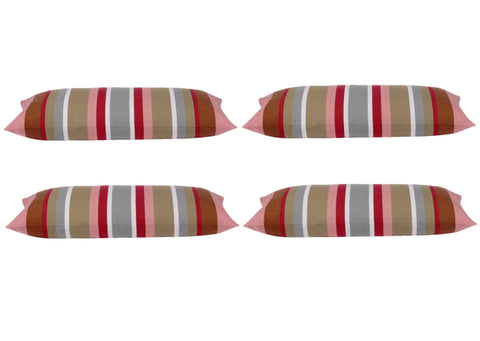 Darrahopens Home & Garden > Decor Pack of 4 Corban Rose Pink Based Striped Cushion Cover Multicoloured Rectangle 35x70cm