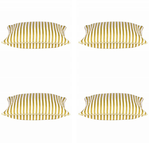 Darrahopens Home & Garden > Decor Pack of 4 Dandi Mustard Yellow & White Striped Square Cushion Covers 40x40cm