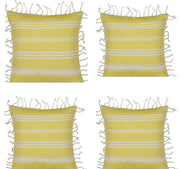 Darrahopens Home & Garden > Decor Pack of 4 Fresh Yellow & White Striped Cushion Cover with knotted edging