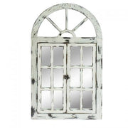 darrahopens Home & Garden > Decor Rustic White Scarlett Window Mirror
