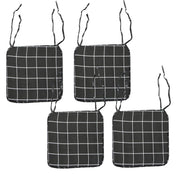 Darrahopens Home & Garden > Decor Set of 4 Square Chair Pads with Ties Checkered Charcoal