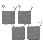 Darrahopens Home & Garden > Decor Set of 4 Square Chair Pads with Ties Small Checkered Grey