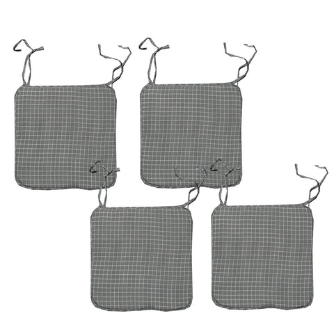 Darrahopens Home & Garden > Decor Set of 4 Square Chair Pads with Ties Small Checkered Grey