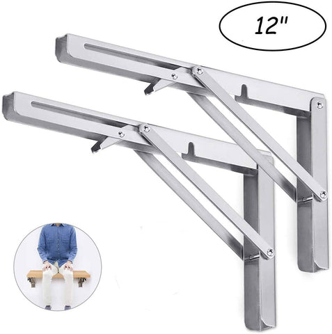 Darrahopens Home & Garden > DIY 2PCS 12inch Steel Wall Mounted Folding Triangle Angle Shelf Support Bracket Rack