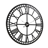 darrahopens Home & Garden > DIY Artiss 60CM Large Wall Clock Roman Numerals Round Metal Luxury Home Decor Black