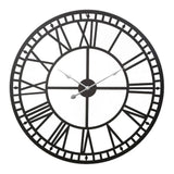darrahopens Home & Garden > DIY Artiss 60CM Large Wall Clock Roman Numerals Round Metal Luxury Home Decor Black