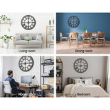 darrahopens Home & Garden > DIY Artiss 80CM Large Wall Clock Roman Numerals Round Metal Luxury Home Decor Black